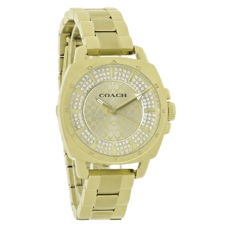 Coach Women's 14501994 Boyfriend  Crystal Pave Gold-Tone Stainless Steel Watch