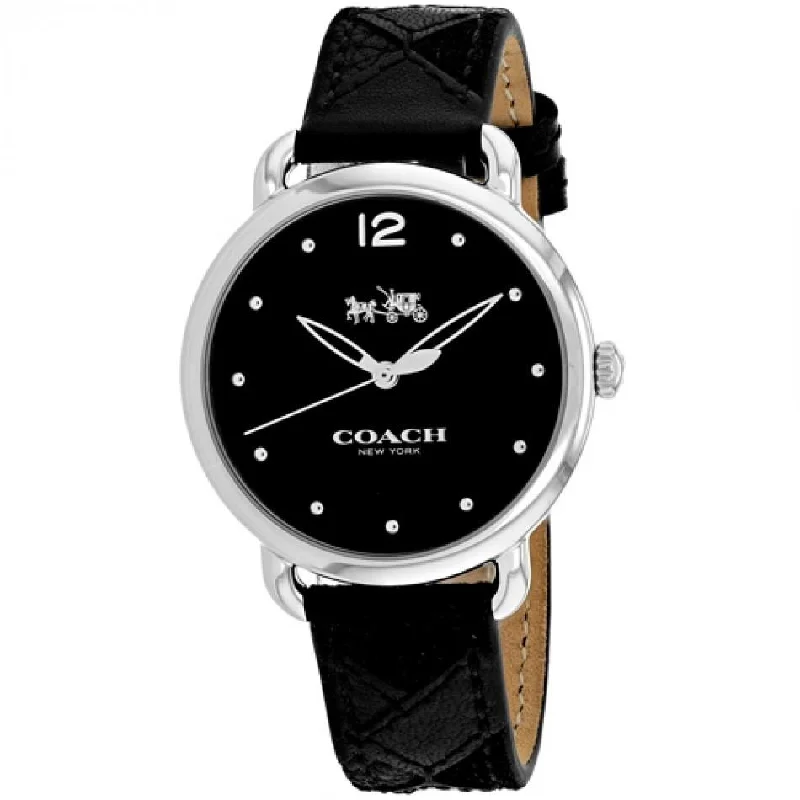 Coach Women's 14502713 Delancey Black Leather Watch