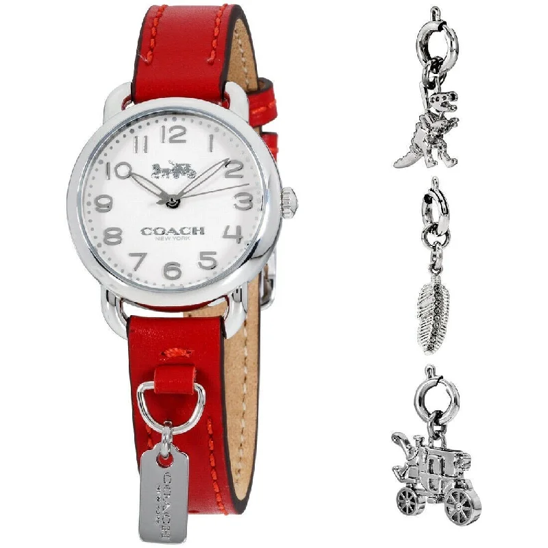 Coach Women's 14502814 Delancey Red Leather Watch