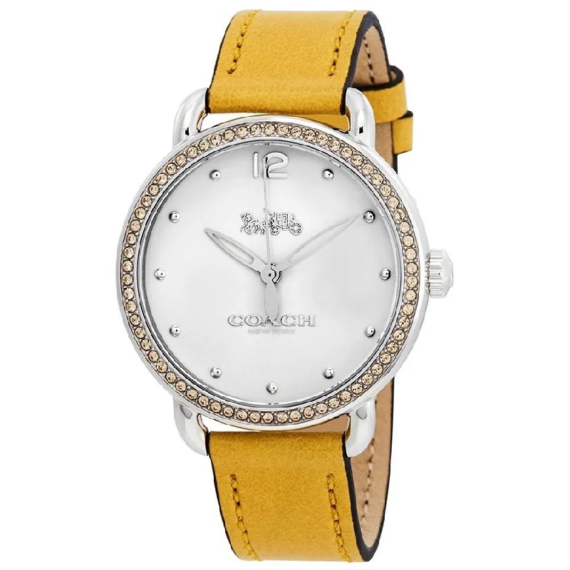 Coach Women's 14502882 Delancey Yellow Leather Watch