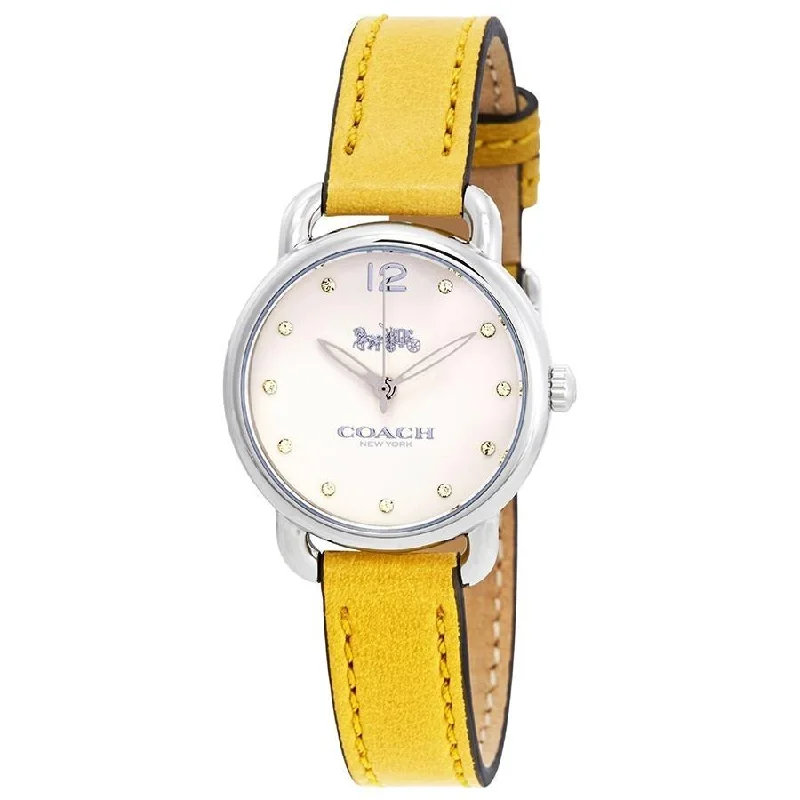 Coach Women's 14502909 Delancey Yellow Leather Watch