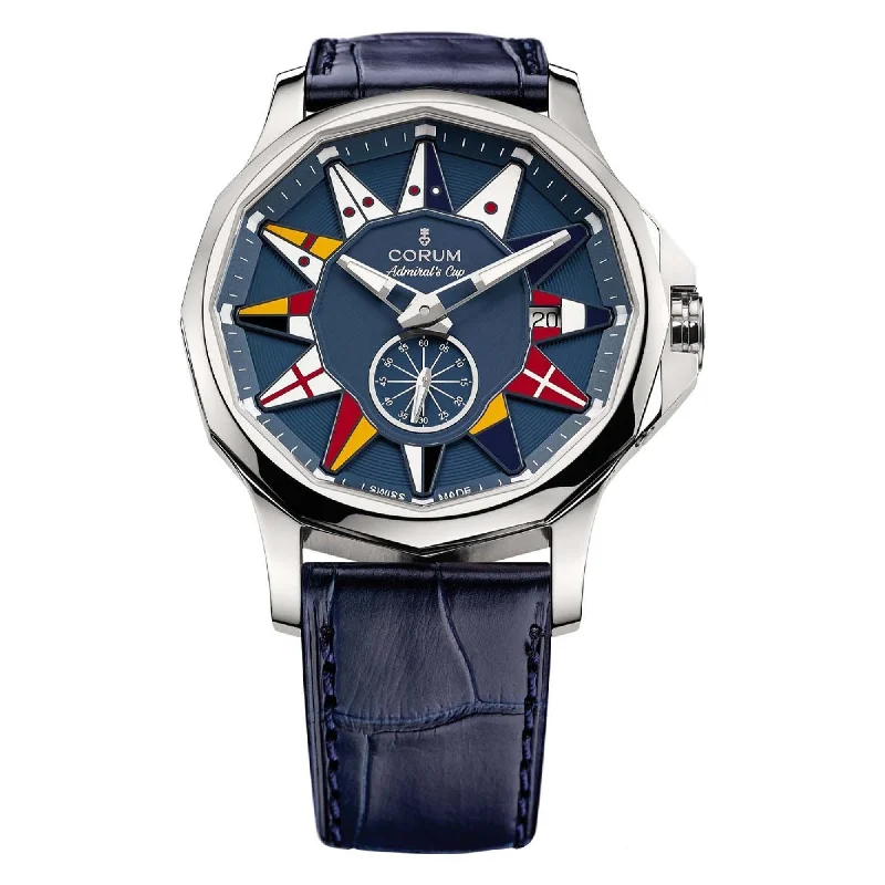 Corum Men's A395-02982---395.101.20-0F03-AB12 Admiral's Cup Legend 42 Blue Leather Watch