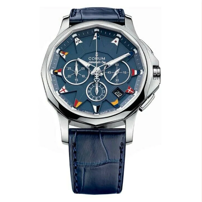 Corum Men's A984-02987---984.101.20-0F03-AB12 Admiral Chronograph Blue Leather Watch