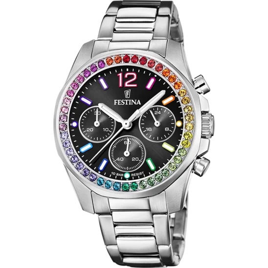 Elegant Festina Rainbow Women's Boyfriend Collection Black Watch F20606/3