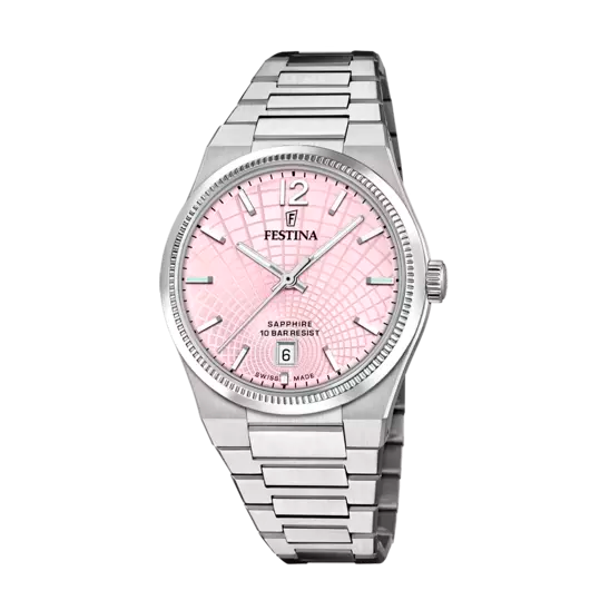 Festina Swiss Made Pink Dial Stainless Steel Bracelet Women's Watch F20052/3