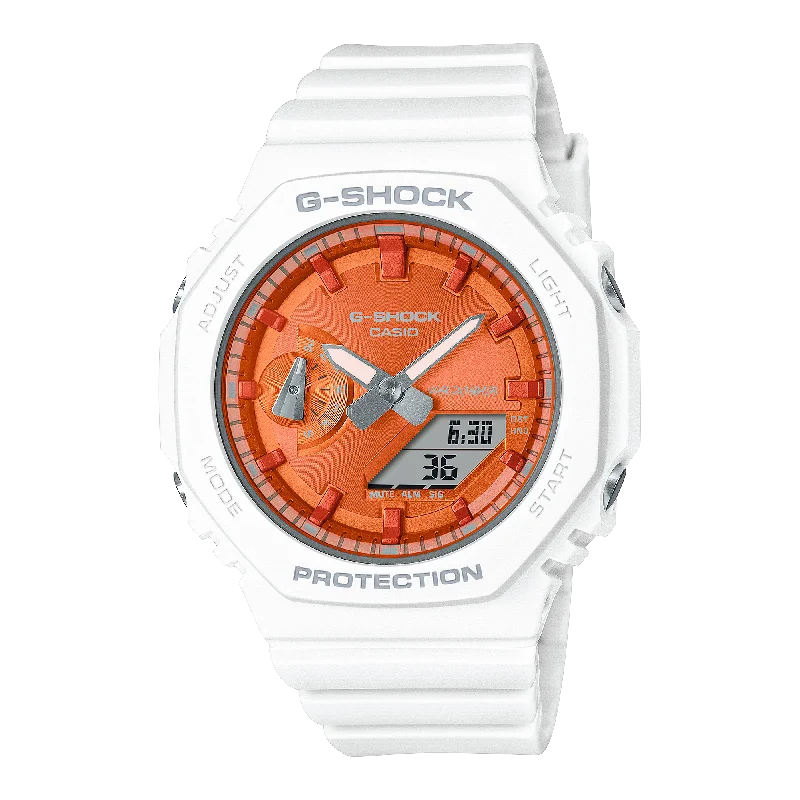 G-Shock Analog-Digital Orange Dial White Resin Band Watch GMAS2100WS-7A