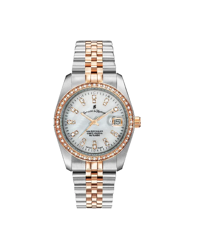 JDM Inspiration 36mm Rose Gold Silver Strap Watch