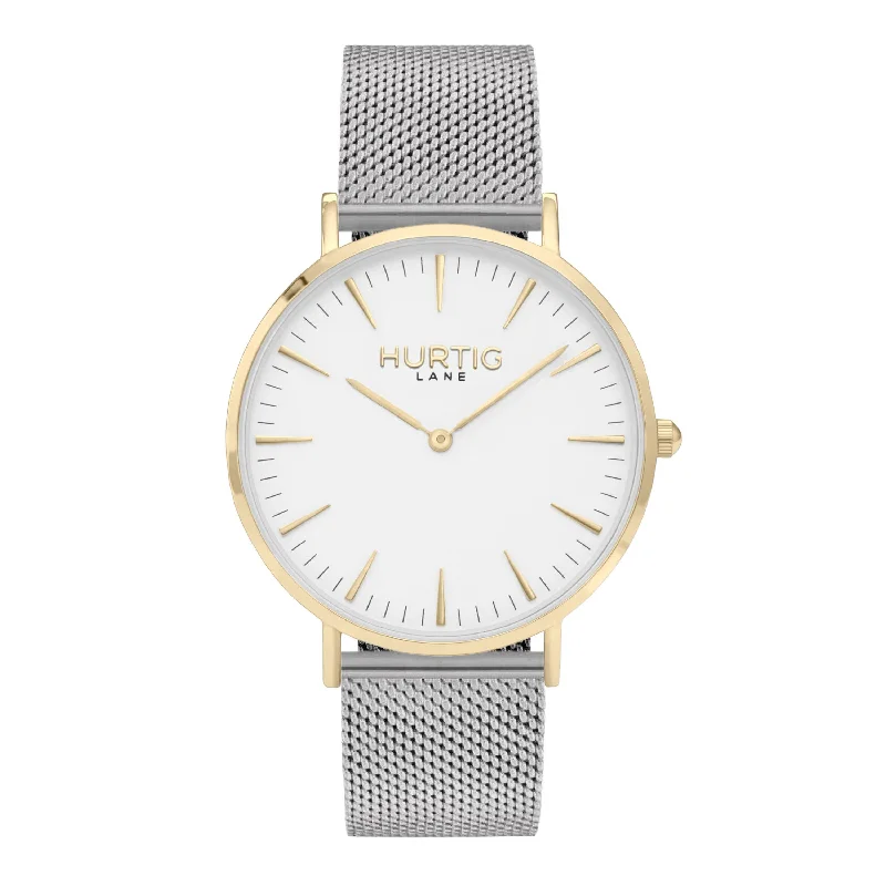 Lorelai Stainless Steel Watch Gold, White & Silver