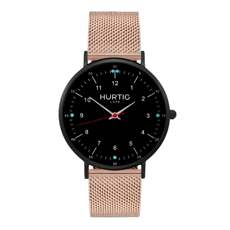 Moderna Stainless Steel Watch All Black & Rose Gold