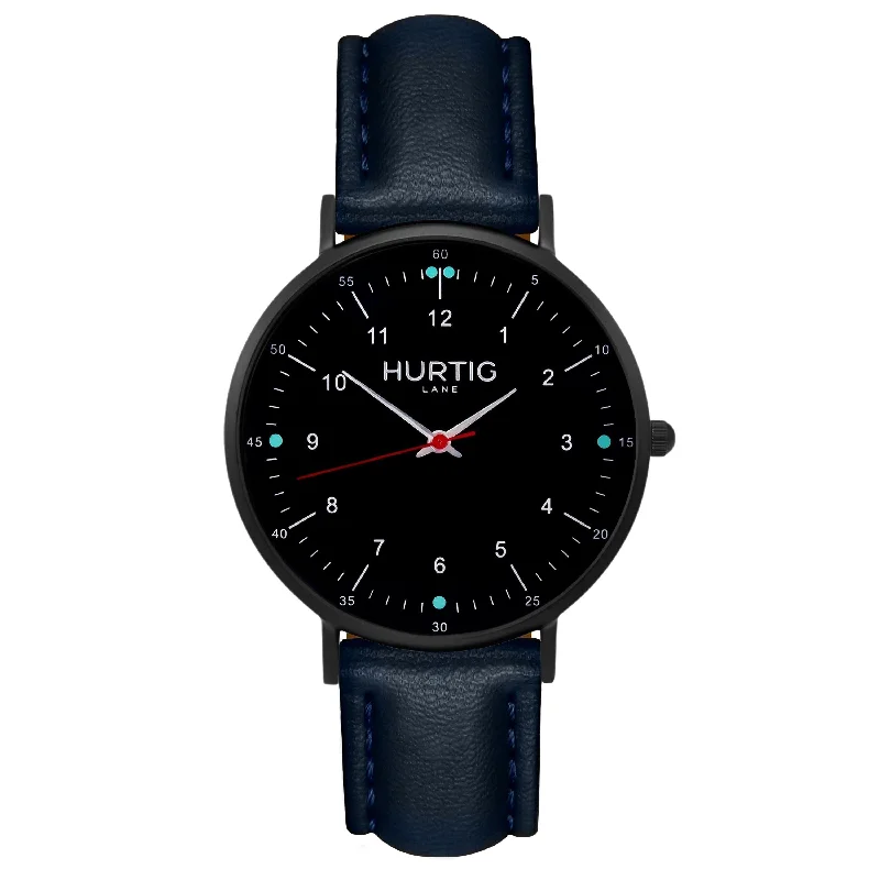 Moderna Vegan Leather Watch All Black & Midnight