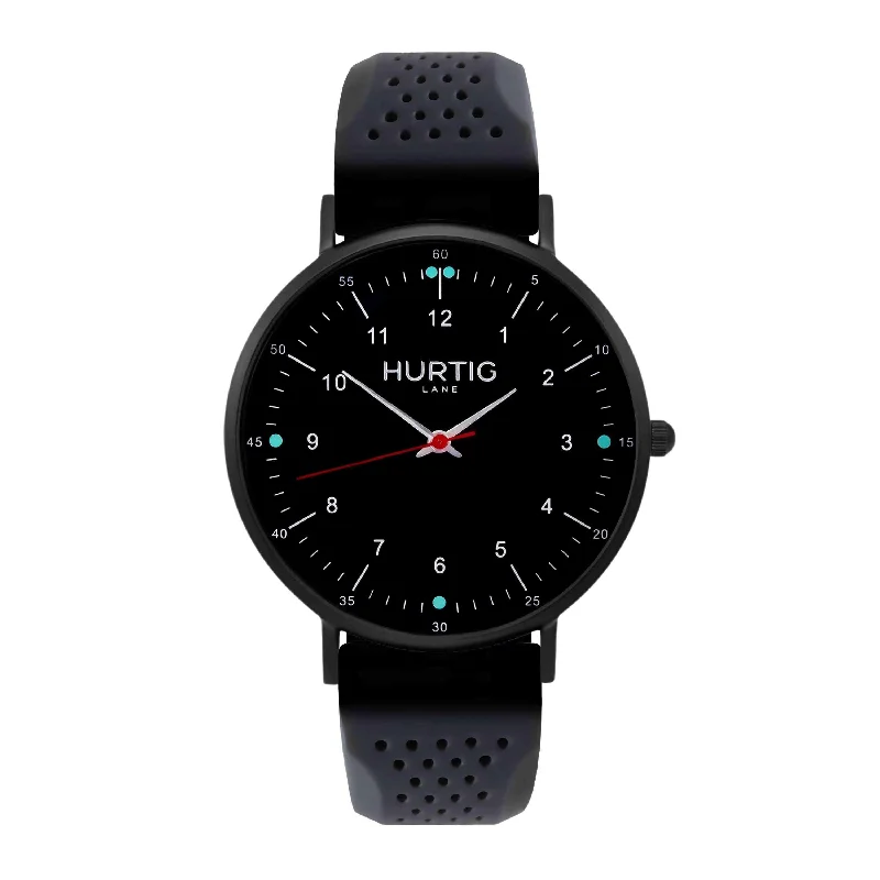 Moderna Vegan Rubber Watch  All Black & Dark Grey