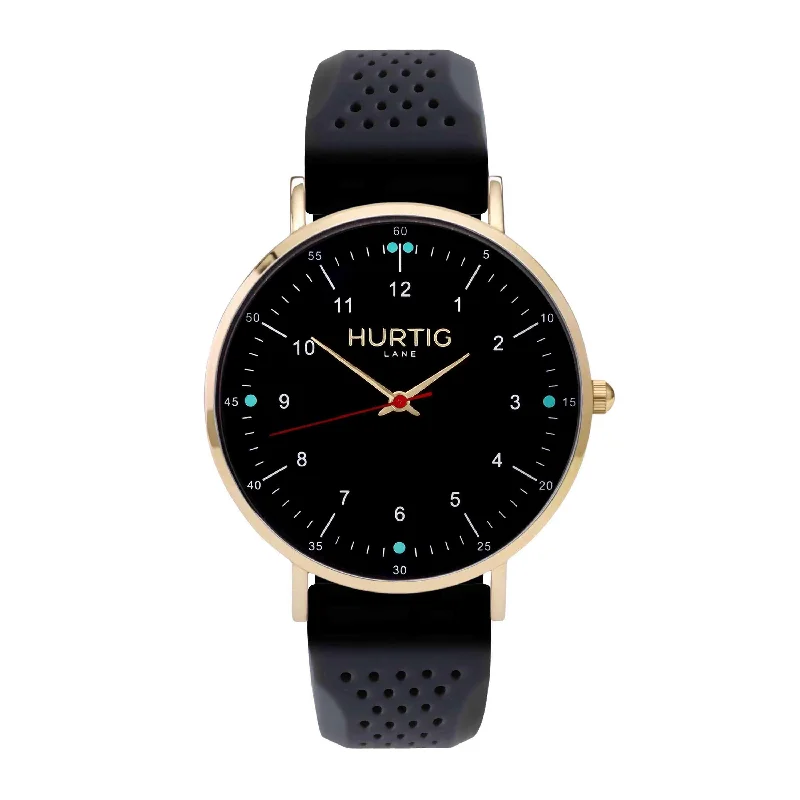 Moderna Vegan Rubber Watch Gold, Black & Dark Grey