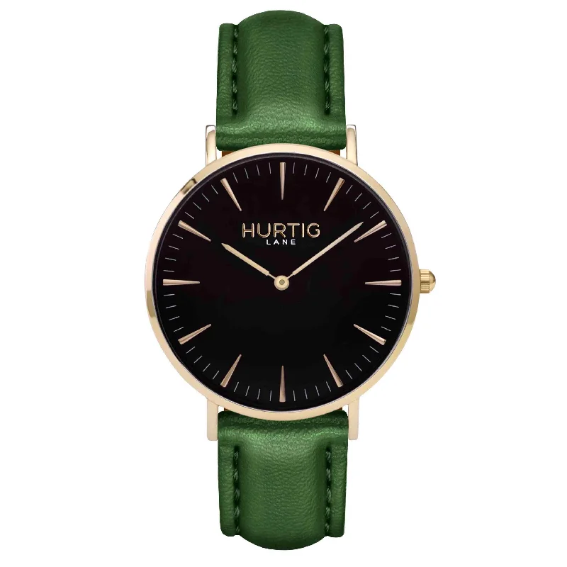 Mykonos Vegan Leather Watch Gold, Black & Green