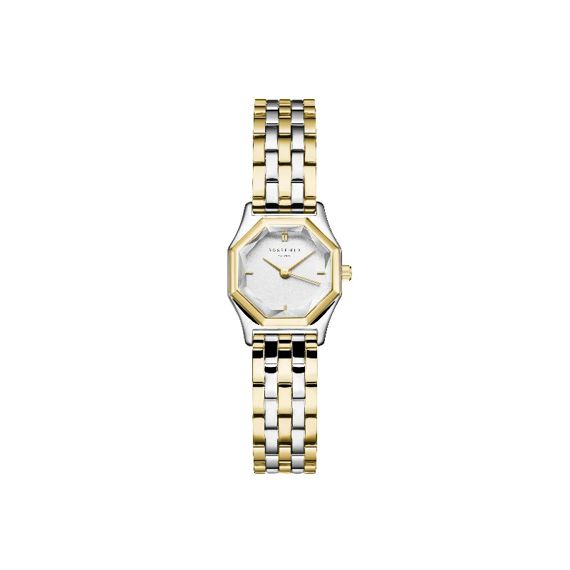 Rosefield Gemme White Steel Duotone Silver Gold Watch GWSSS-G03