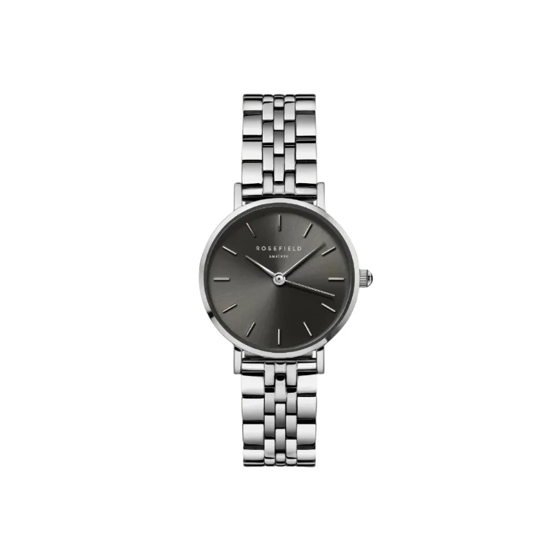 Rosefield Small Edit Black Dial Stainless Steel Watch SGSSS-SE03