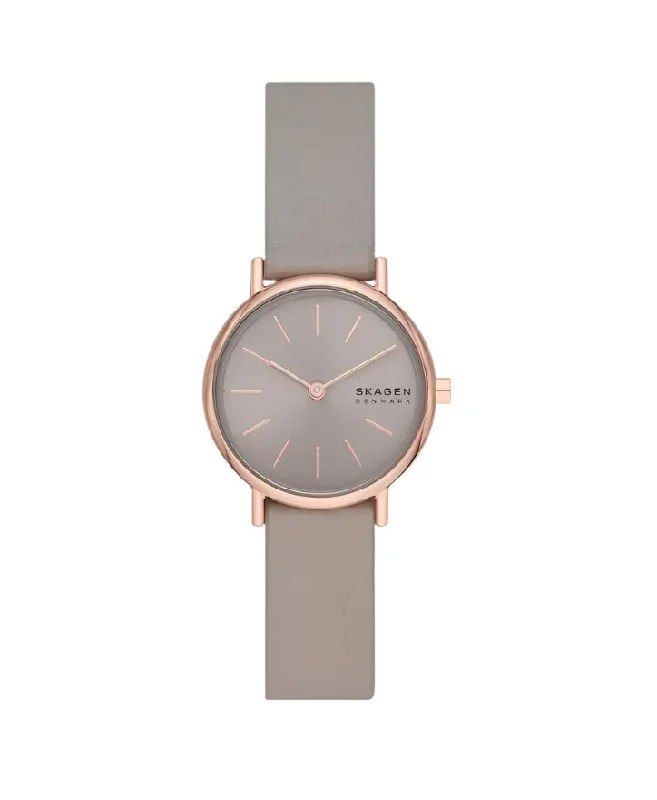 Skagen Signatur Lille Greystone Leather Rose Gold Dial Watch SKW3060