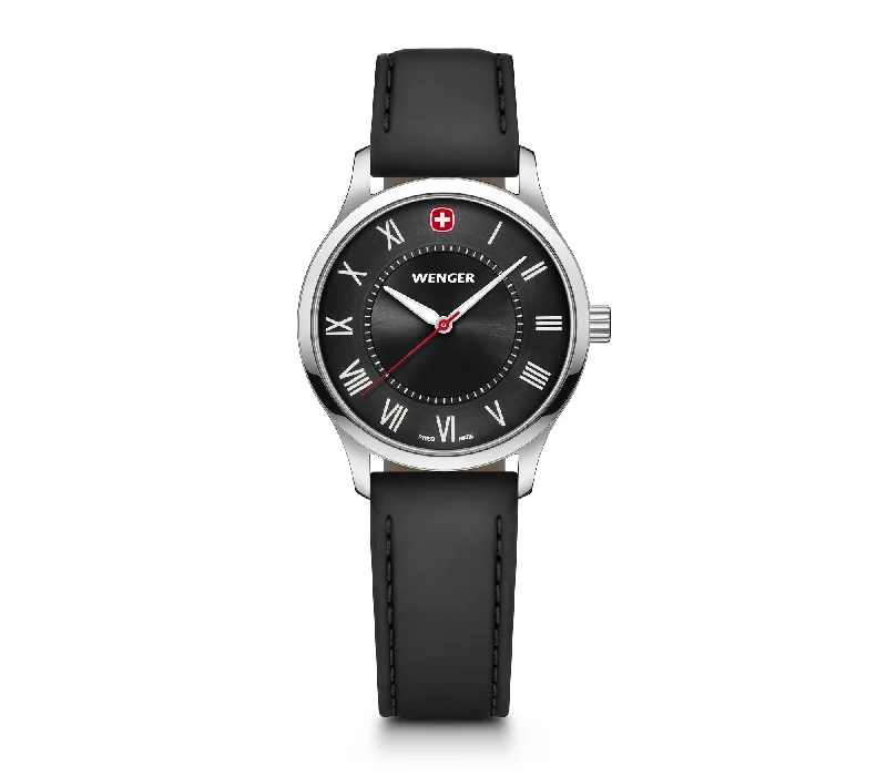 Wenger City Classic Black Leather Watch 01.1421.123