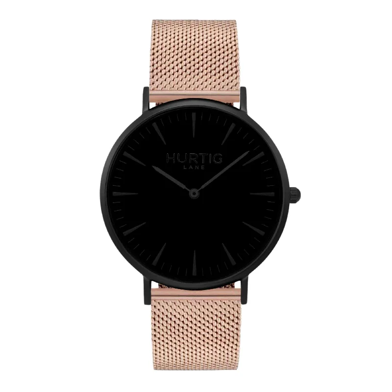 Lorelai Stainless Steel Watch All Black & Rose Gold