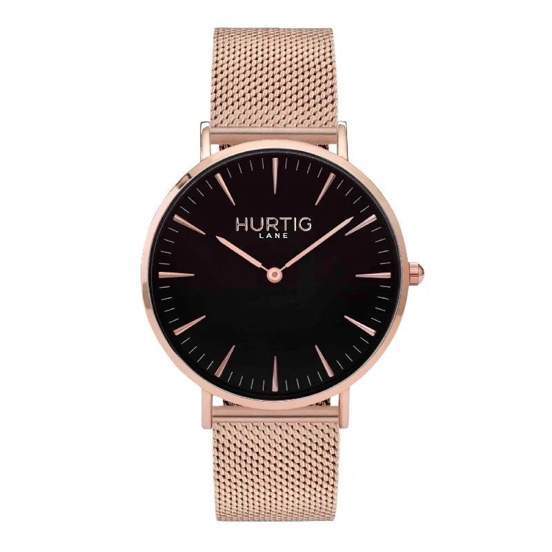 Lorelai Stainless Steel Watch Rose Gold, Black & Rose Gold