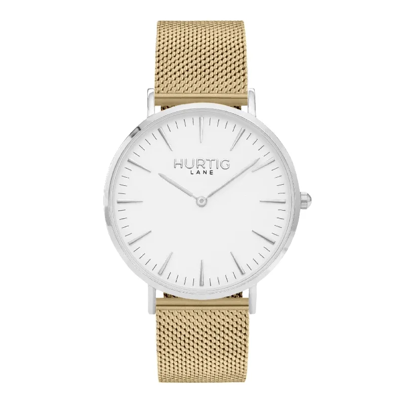 Lorelai Stainless Steel Watch Silver, White & Gold