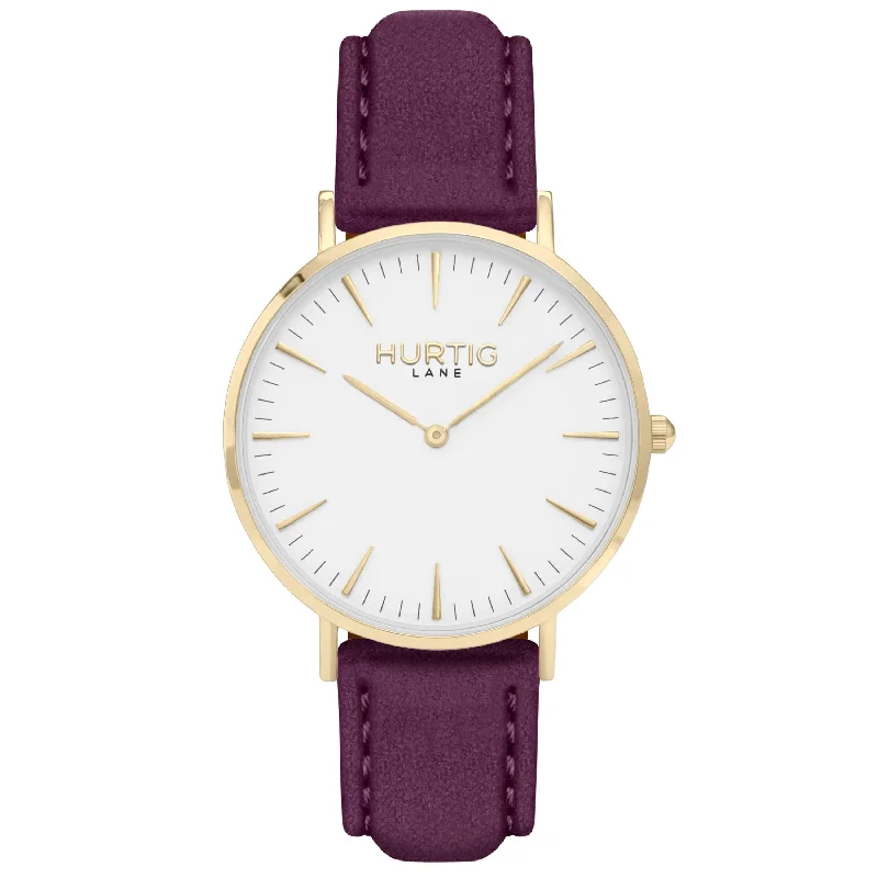 Hymnal Vegan Watch Suede Gold, White & Berry