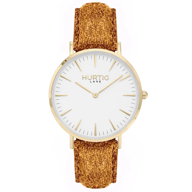 Hymnal Vegan Watch Tweed Gold, White & Camel